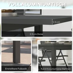 Outsunny Gartentisch grau Aluminium B/H/L: ca. 90x73x220 cm
