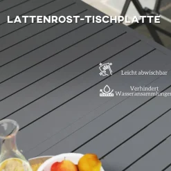 Outsunny Gartentisch grau Aluminium B/H/L: ca. 90x73x220 cm
