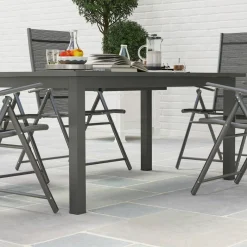 Outsunny Gartentisch grau Aluminium B/H/L: ca. 90x73x220 cm