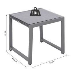 Outsunny Gartentisch grau Polyrattan B/H/L: ca. 49,5x50x50 cm