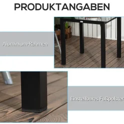 Outsunny Gartentisch schwarz Aluminium B/H/L: ca. 80x80x74 cm