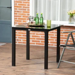Outsunny Gartentisch schwarz Aluminium B/H/L: ca. 80x80x74 cm