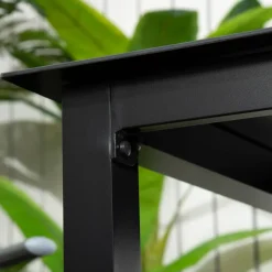 Outsunny Gartentisch schwarz Aluminium B/H/L: ca. 80x80x74 cm