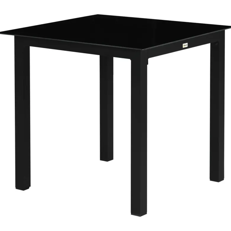 Outsunny Gartentisch schwarz Aluminium B/H/L: ca. 80x80x74 cm