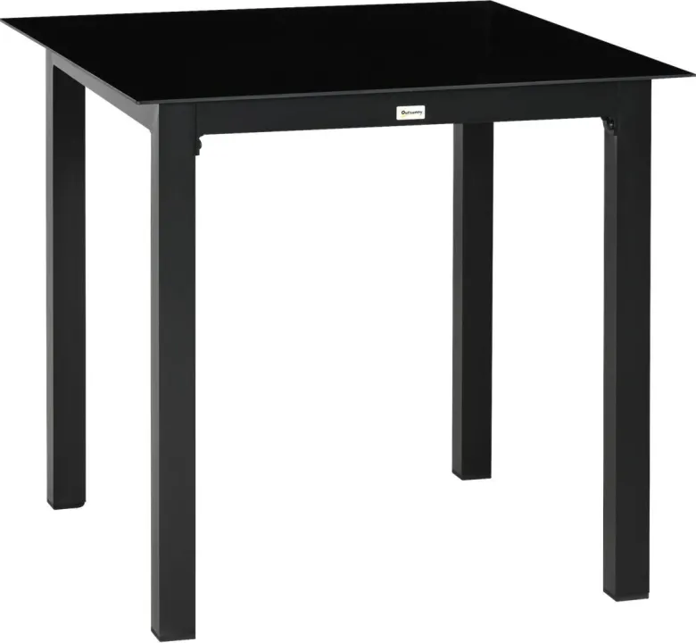 Outsunny Gartentisch schwarz Aluminium B/H/L: ca. 80x80x74 cm