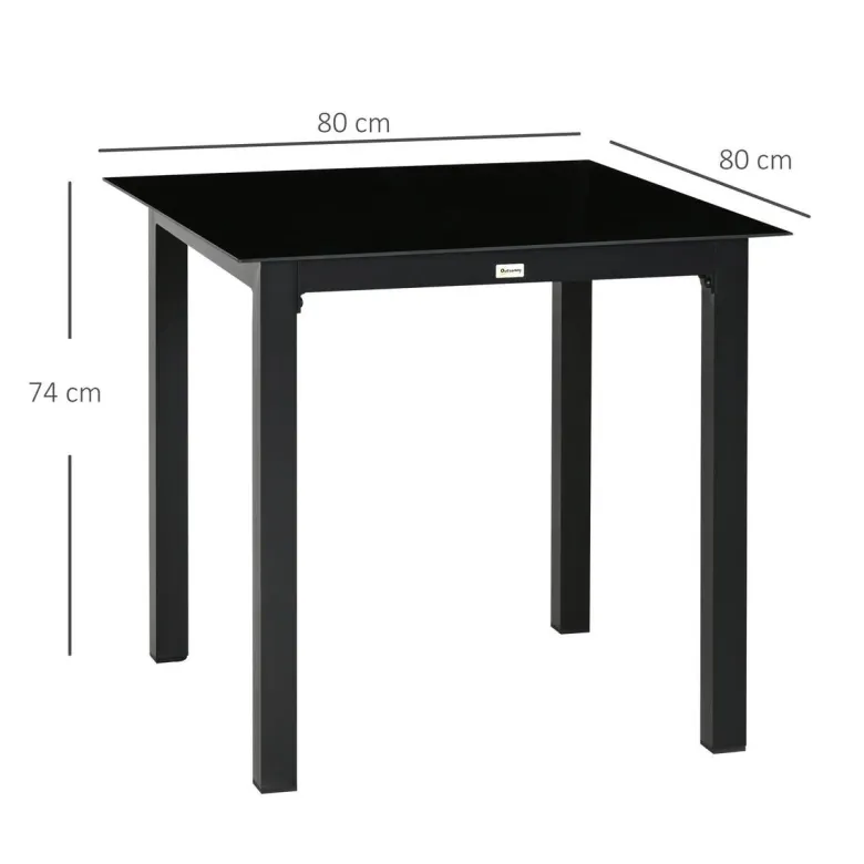 Outsunny Gartentisch schwarz Aluminium B/H/L: ca. 80x80x74 cm