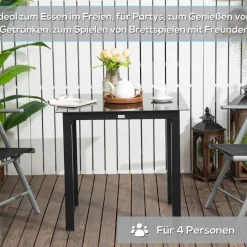 Outsunny Gartentisch schwarz Aluminium B/H/L: ca. 80x80x74 cm