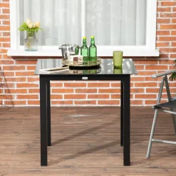 Outsunny Gartentisch schwarz Aluminium B/H/L: ca. 80x80x74 cm