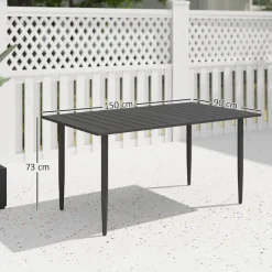 Outsunny Gartentisch schwarz Metall B/H/L: ca. 90x73x150 cm