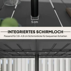 Outsunny Gartentisch schwarz Metall B/H/L: ca. 90x73x150 cm
