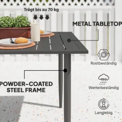 Outsunny Gartentisch schwarz Metall B/H/L: ca. 90x73x150 cm