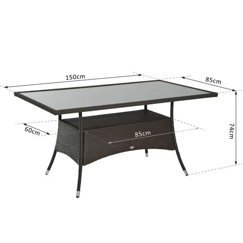 Outsunny Gartentisch schwarz Metall B/H/L: ca. 85x74x150 cm