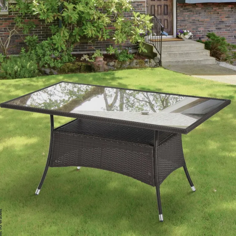 Outsunny Gartentisch schwarz Metall B/H/L: ca. 85x74x150 cm