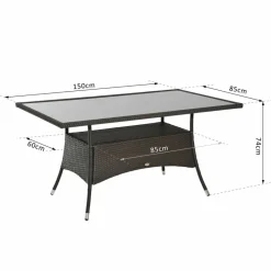 Outsunny Gartentisch schwarz Metall B/H/L: ca. 85x74x150 cm