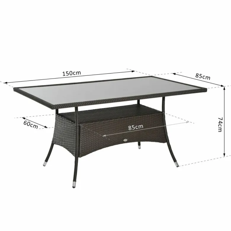 Outsunny Gartentisch schwarz Metall B/H/L: ca. 85x74x150 cm