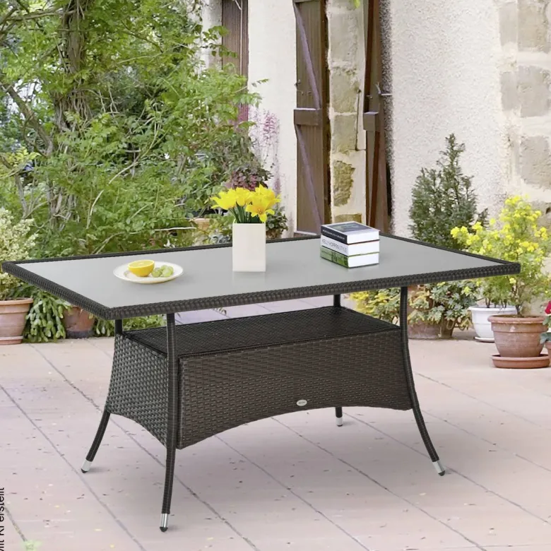 Outsunny Gartentisch schwarz Metall B/H/L: ca. 85x74x150 cm