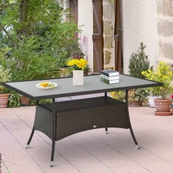 Outsunny Gartentisch schwarz Metall B/H/L: ca. 85x74x150 cm