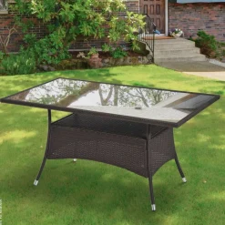 Outsunny Gartentisch schwarz Metall B/H/L: ca. 85x74x150 cm
