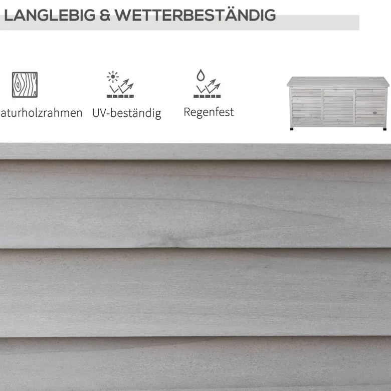 Outsunny Gartentruhe mit Stauraum grau Holz B/H/L: ca. 56x60x127 cm