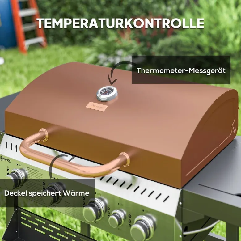 Outsunny Gasgrill Edelstahl B/H/L: ca. 55x103x135 cm