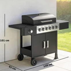 Outsunny Gasgrill Edelstahl B/H/L: ca. 51x101x135 cm