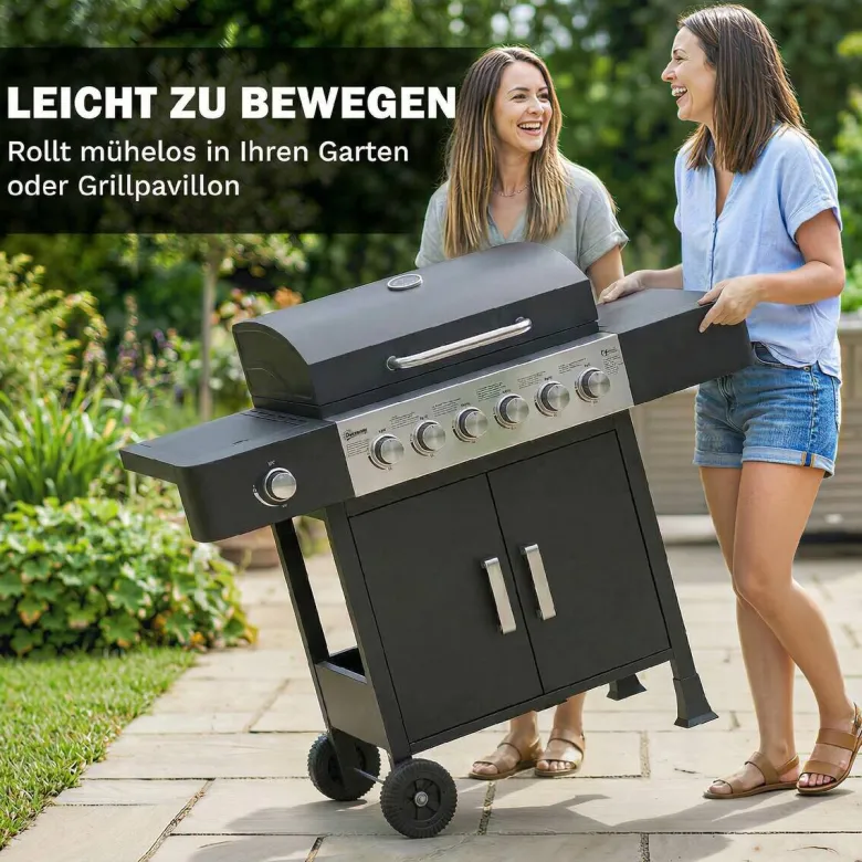 Outsunny Gasgrill Edelstahl B/H/L: ca. 51x101x135 cm