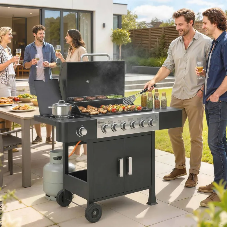Outsunny Gasgrill Edelstahl B/H/L: ca. 51x101x135 cm