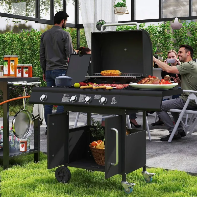 Outsunny Gasgrill Edelstahl B/H/L: ca. 56x110x118,5 cm