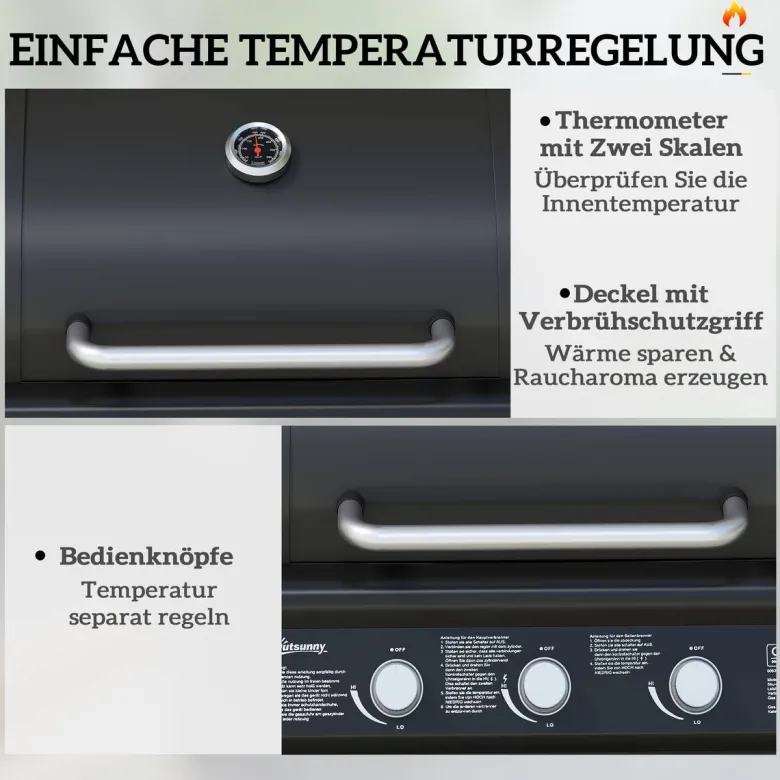 Outsunny Gasgrill Edelstahl B/H/L: ca. 56x110x118,5 cm