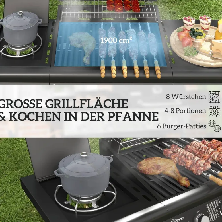 Outsunny Gasgrill Edelstahl B/H/L: ca. 56x110x118,5 cm
