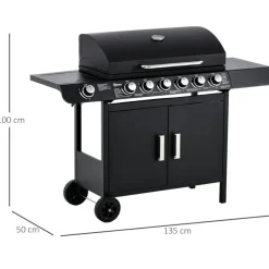 Outsunny Gasgrill Metall B/H/L: ca. 50x100x135 cm