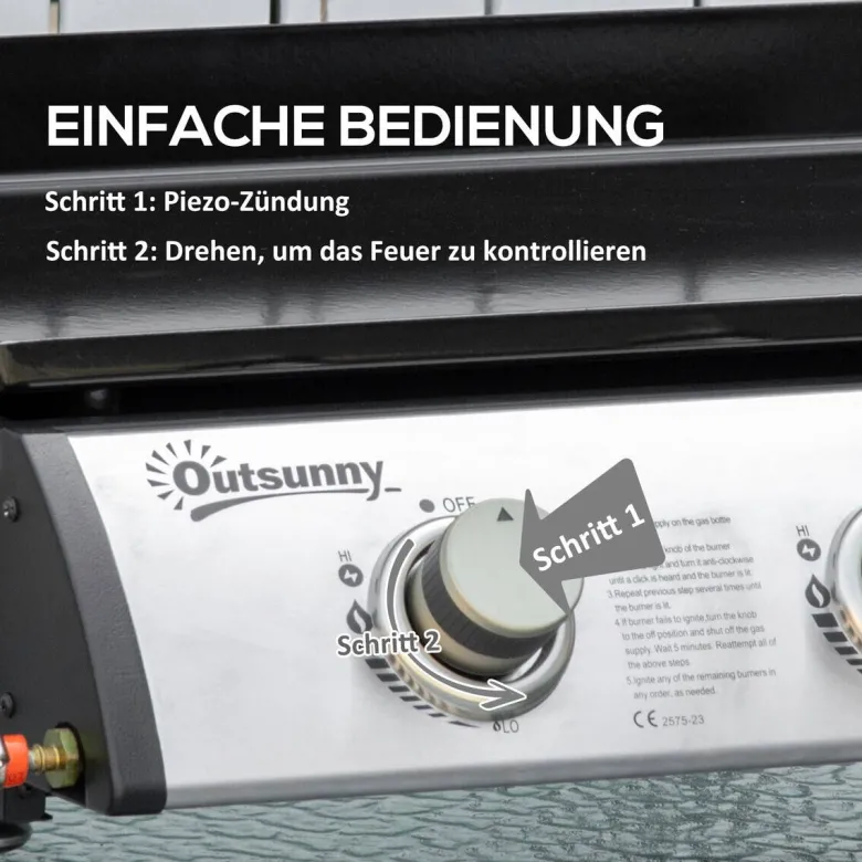 Outsunny Gasgrill Metall B/H/L: ca. 48x21x63 cm