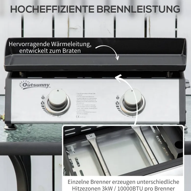 Outsunny Gasgrill Stahl B/H/L: ca. 46x21x48,5 cm