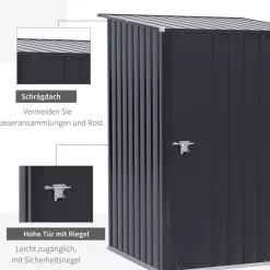 Outsunny Gerätehaus mit Pultdach dunkelgrau B/H/L: ca. 103x160x100 cm