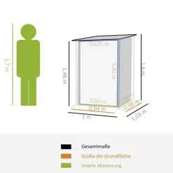 Outsunny Gerätehaus mit Pultdach dunkelgrau B/H/L: ca. 103x160x100 cm