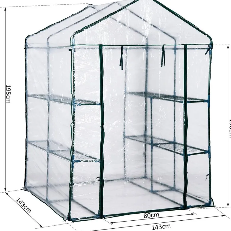 Outsunny Gewächshaus B/H/L: ca. 143x195x143 cm