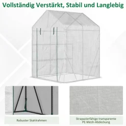 Outsunny Gewächshaus B/H/L: ca. 143x195x143 cm