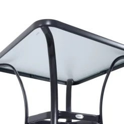 Outsunny Glastisch schwarz Metall B/H/L: ca. 68,5x84x68,5 cm