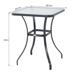 Outsunny Glastisch schwarz Metall B/H/L: ca. 68,5x84x68,5 cm