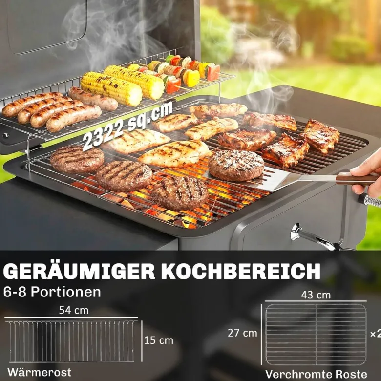 Outsunny Grill Metall B/H/L: ca. 65x115x112 cm