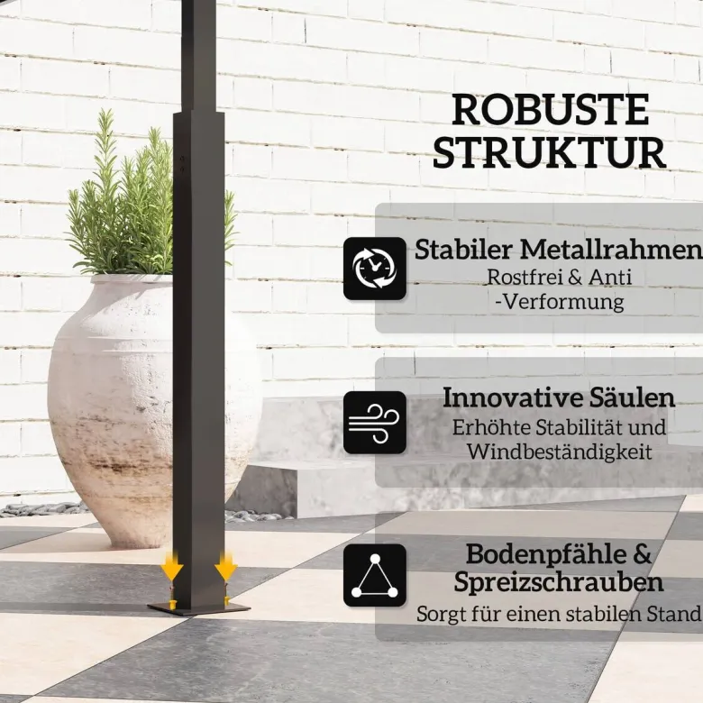 Outsunny Grillpavillon dunkelgrau Polyester B/H/L: ca. 148x248x243 cm