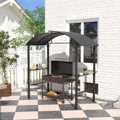Outsunny Grillpavillon dunkelgrau Polyester B/H/L: ca. 110x235x233 cm