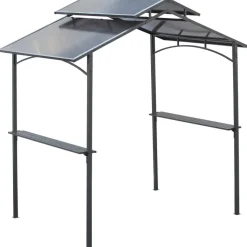 Outsunny Grillpavillon mit Flammschutzdach braun Stahl B/H/L: ca. 150x250x240 cm
