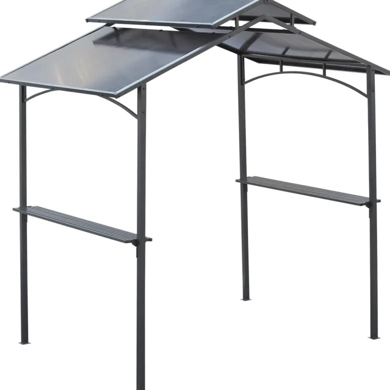 Outsunny Grillpavillon mit Flammschutzdach braun Stahl B/H/L: ca. 150x250x240 cm