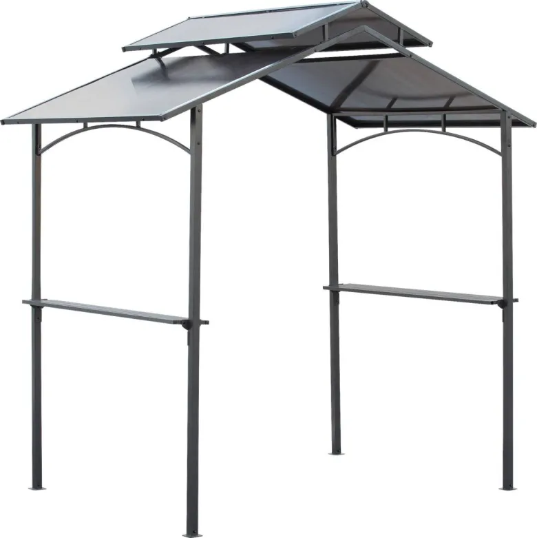 Outsunny Grillpavillon mit Flammschutzdach braun Stahl B/H/L: ca. 150x250x240 cm