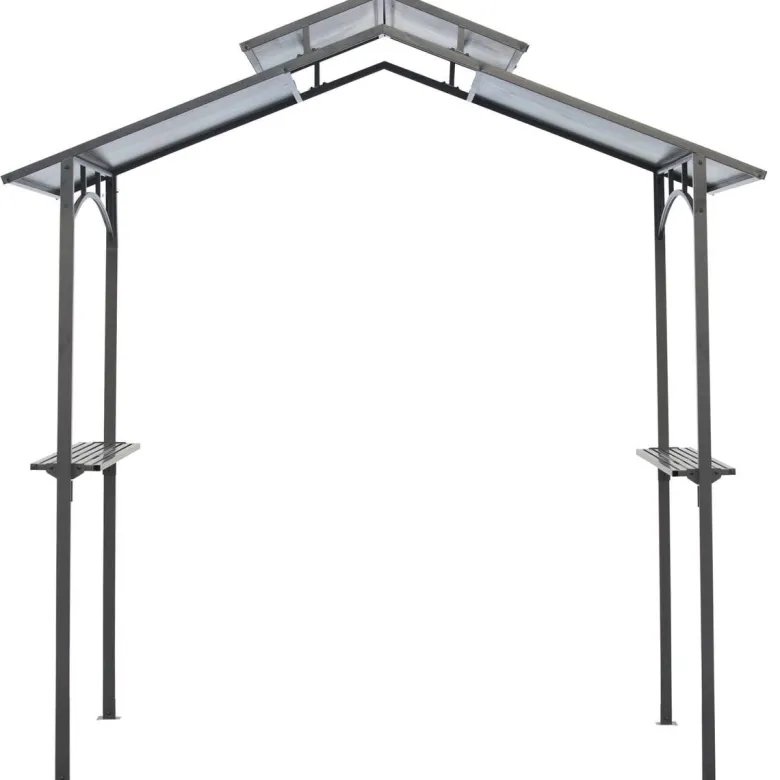 Outsunny Grillpavillon mit Flammschutzdach braun Stahl B/H/L: ca. 150x250x240 cm