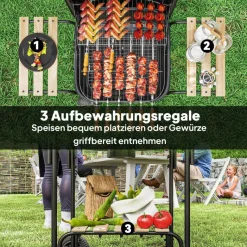Outsunny Grill Stahl B/H/L: ca. 54x91x98 cm