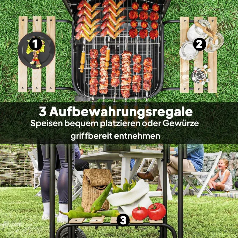 Outsunny Grill Stahl B/H/L: ca. 54x91x98 cm