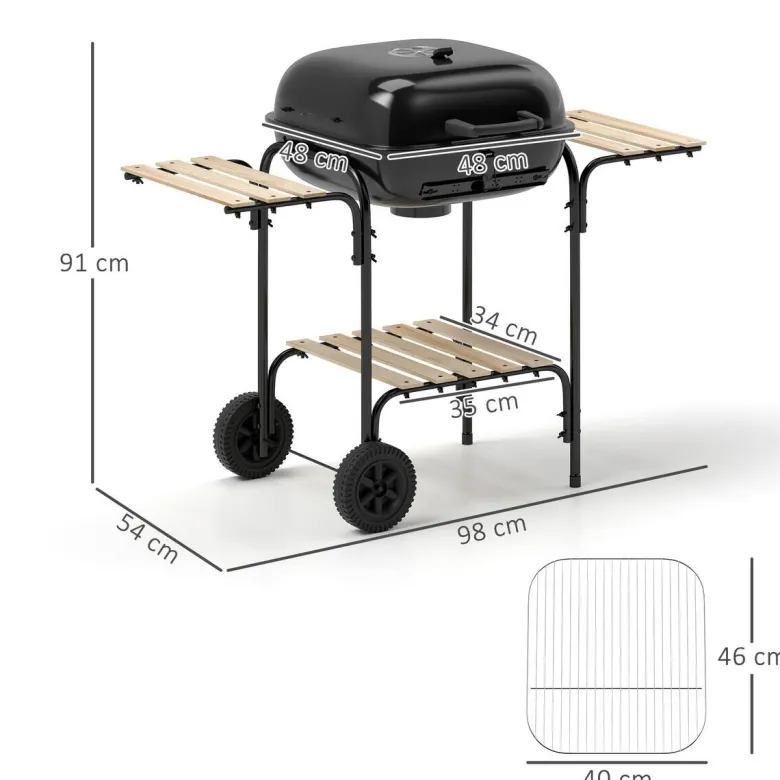 Outsunny Grill Stahl B/H/L: ca. 54x91x98 cm