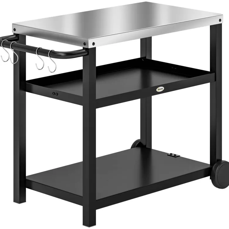 Outsunny Grillwagen Edelstahl B/H/L: ca. 50x81x102 cm